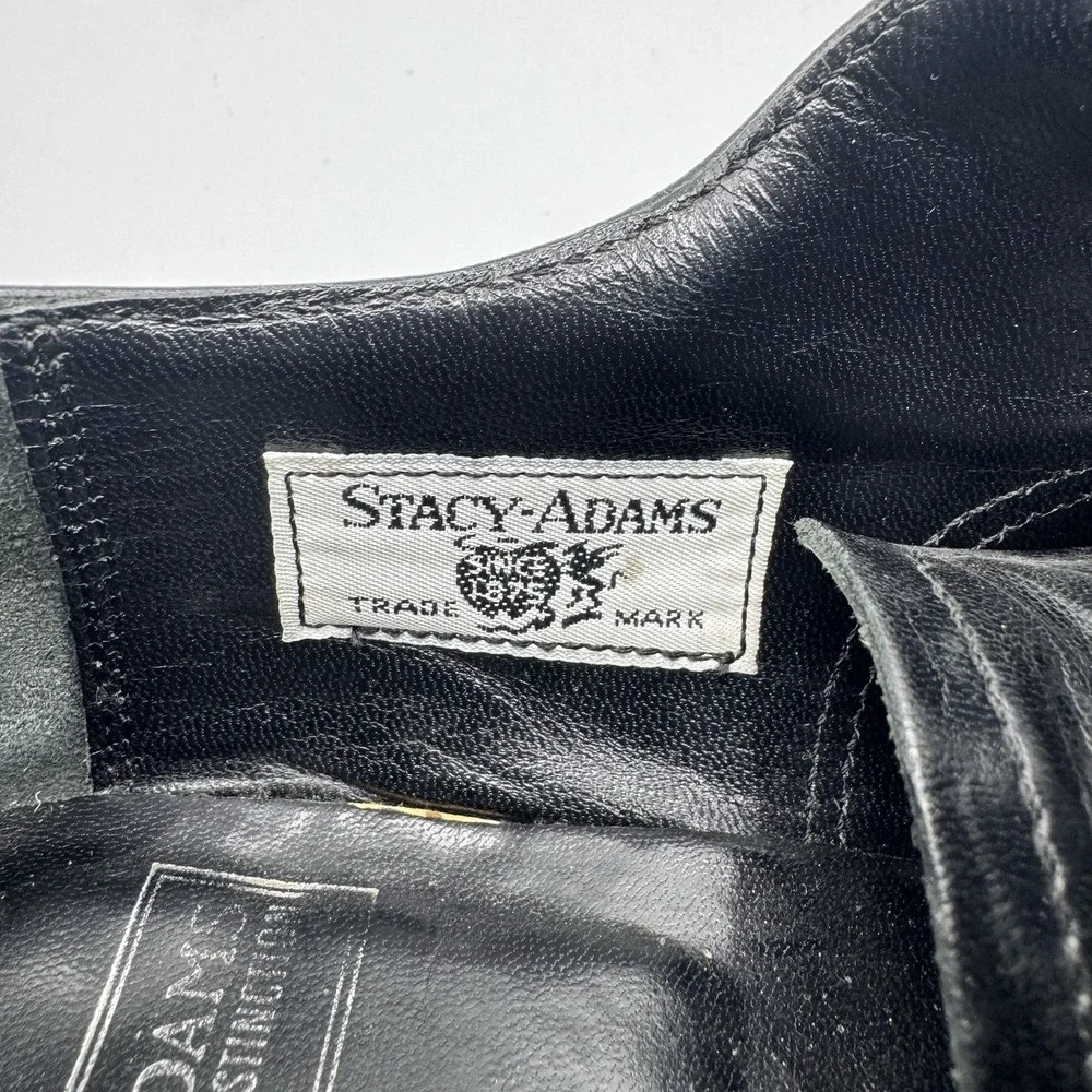 Stacy Adams Oxford Dress Shoes Men 8.5E Black Leather Cap Toe Lace Up USA